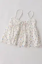 小花柄のリボン付きキャミソールトップス【夏用・甘いデザイン】（セットアップ対応）