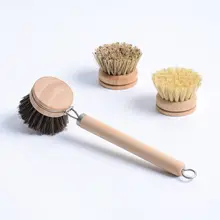 oakliving 天然ジュート製鍋ブラシ【交換可能なヘッド・キッチン用・非粘着】