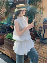 白い波点デザインのフラワーボトム水母ワンピース【リボン付き・ノースリーブ】