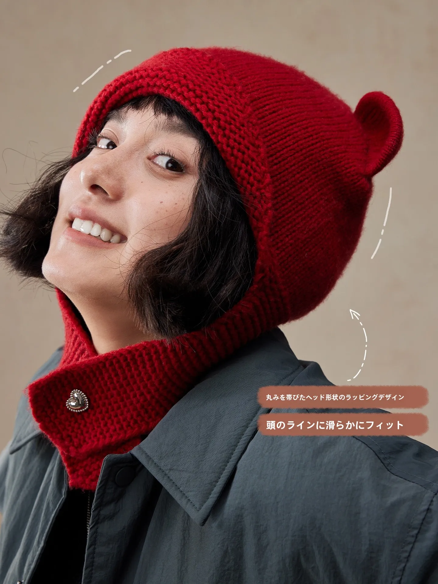 耳付きニット帽 ブランド 盈妹のクマデザイン帽子：加厚綿羊毛で秋の旅行に最適な着用感