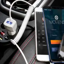 USB車載スマホ充電器【三口充電・多機能・伸縮式ケーブル】
