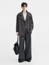 クラシックなダブルブレストコート【大翻领・クリーンフィット・春用・ゆったりシルエット】