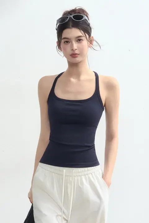 速乾ヨガタンクトップ【女性用・細ストラップ・ランニング・ブラジャー・トレーニングウェア・夏用】