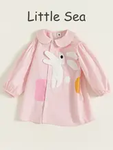 子供用 夏用かわいいカートゥーンウサギシャツドレス【ゆったりしたデザイン・純綿・Aライン】