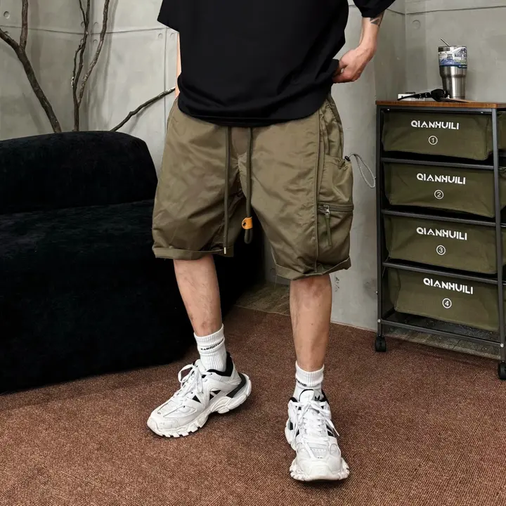 アウトドア用大口袋カジュアルワークショーツ【男性用・ゆったりフィット・ファッション・夏用】（セットアップ対応）