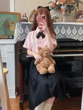 シャツ レディース 夏 JK 制服 学院風 短袖 薄桜色