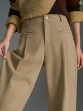 横開きポケット付き カジュアルストレートパンツ【秋用・通勤・極簡デザイン】