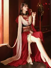 異国情緒あふれる紅色の中華風コスプレケープ【国風・敦煌・ロリータスタイル・夏用】（セットアップ対応）