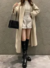 厚底ロングブーツ【ラウンドトゥ・太ヒール・膝下丈】