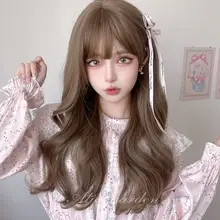 ロリータ風 ロングカールウィッグ【ナチュラルバング・リアルスカルプ・フルウィッグ】
