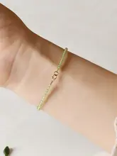 天然ペリドット ブレスレット14k ゴールドフィルド極細 2mm