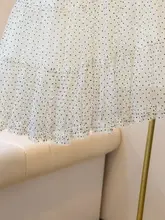 フリルエッジドット柄の夏用スカート【ウエストゴム・ミディ丈・Aライン】（セットアップ対応）