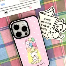 かわいいデザインのスタンドランプ【ベアモチーフ・ドット柄・黒枠】