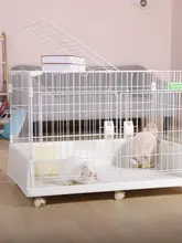 両開きドア付き小型犬用ペットハウス【かわいいウサギのケージ】

