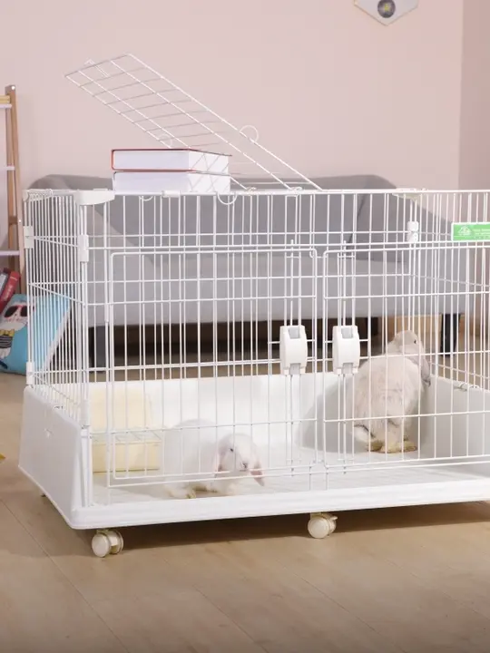 両開きドア付き小型犬用ペットハウス【かわいいウサギのケージ】
