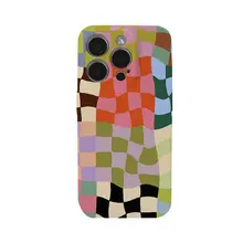 春の爽やかチェック柄デザインの二重構造スマートフォンケース【iPhone・Huawei・Xiaomi・OPPO対応】