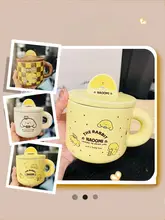 高品質陶器製 マグカップ【大容量・蓋付き・オフィス用・かわいいデザイン】