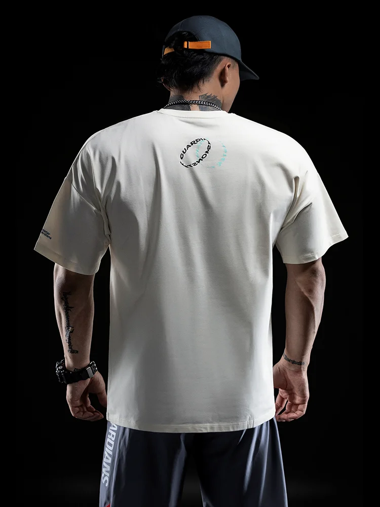 Monster Guardians メンズ夏用トレーニングTシャツ：かっこいいシルエット男に最適な国潮デザイン