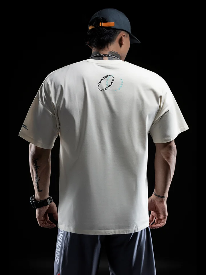 Monster Guardians メンズ夏用トレーニングTシャツ【半袖・ラウンドネック・ゆったりフィット・プリントデザイン】