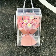 母の日ギフト！クリエイティブなパフ風フラワーブーケ【ウールフラワー・ギフトボックス入り・バースデーギフトにも最適】