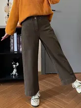 大人かわいいスタイル！ブラウンテーパードデニムパンツ【梨型対応・九分丈・ゆったりしたシルエット】