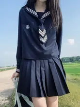 学院風長袖制服【無地のセーラーシャツ・百褶スカート】（セットアップ対応）