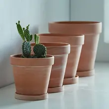 二葉デザインの赤陶製花鉢【観葉植物・大サイズ・通気性・吸水性】