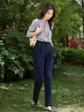 春秋用オフィスワークスーツ【女性用・高級感のあるシャツとパンツ・ビジネススタイル】（セットアップ対応）