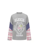 ストロベリープリントチェック柄コットン長袖Tシャツ【レディース・春用】