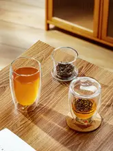 二重構造の耐熱ガラス茶杯【茶水分離・個人用・旅行用】