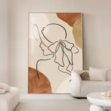 ログクリーム風 リビングソファ 背景壁装飾絵画