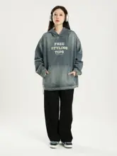 PMET ビンテージウォッシュデニムフード付きパーカー【メンズ・余裕のあるデザイン・冬用】