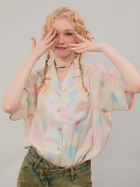 半袖シャツ レディース カラフル アメカジ ヴィンテージ デザイン性 上品 夏 「ziziFei」
