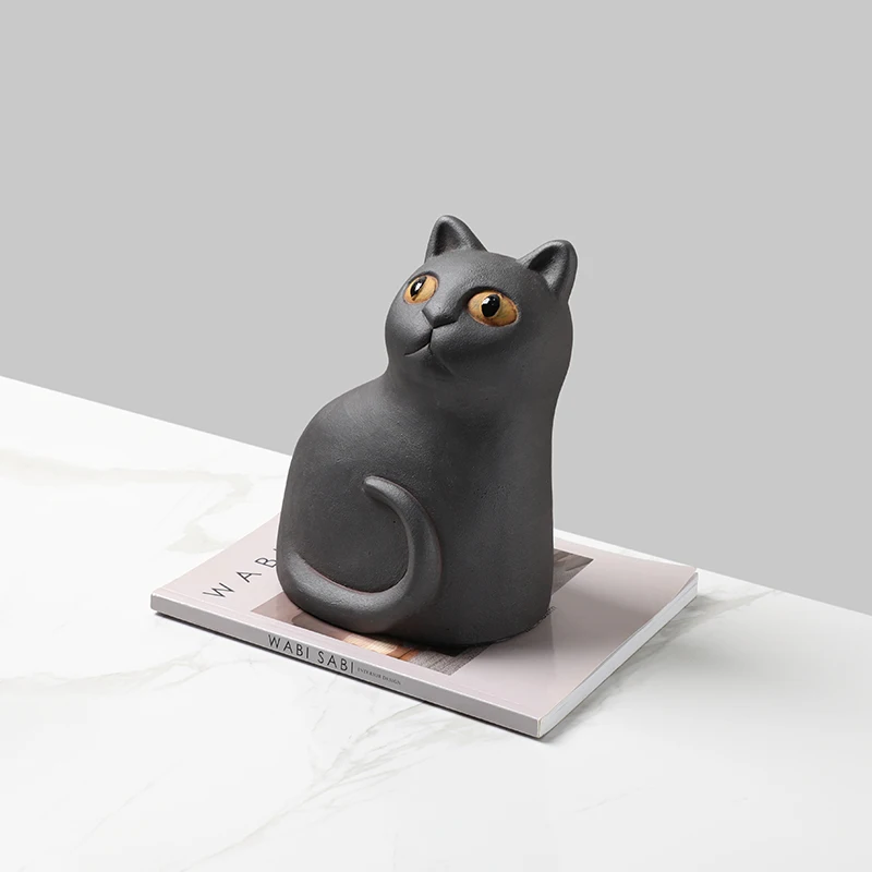 猫飼いが買ってよかったもの・悪かったもの正直に言う - モダンシンプル ブラックキャット コンクリート装飾オブジェ