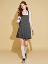 DESIGNER PLUS 学院風 サスペンダー付きスカート【ショート・プリーツ・Aライン】