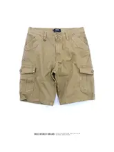 FREEWORLD ブランド 夏用 ワークスタイル 多ポケット ショートパンツ【厚手・ウォッシュ加工・ストレート】