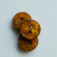 ツイード風ブラウンポリエステルボタン【光沢仕上げ・直径15mm】