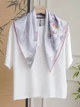 古風デザインの絹製スカーフ【100%桑蚕丝・花柄・贈り物に最適】