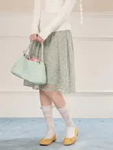 スカート レディース 花柄 ハイウエスト ミディ丈 グリーン フェミニン リゾート 夏