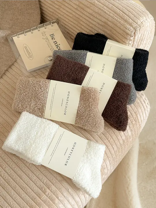 極上の柔らかさ！冬用 メンズ水貂绒中筒ソックス【秋冬用・厚手・保温・防臭】