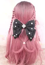 手作りパールリボンヘアクリップ【大きなリボン・パールと水晶装飾】