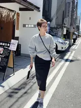 MsDidion 高密度コットン製 レトロデザインのショートクルーネックスウェットシャツ【春秋用】