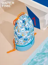 WATERTIME 水着リュック キッズ ボーイズ ガールズ 巾着 防水ポケット付き 水泳 プ  ール 習い事 着替え収納 「WaterTime」