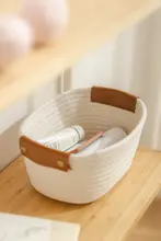 コットン編み収納バスケット【化粧品・おもちゃ・お菓子用・家庭用】