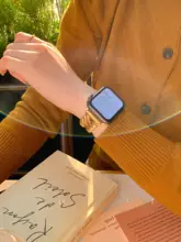 高級感漂うゴールドハートデザインのステンレス製チェーンバンド【iWatch用・ファッションスタイル】