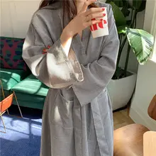 可愛いチェック柄のフレンチスタイルローブ【中長丈・春秋用・和風】（セットアップ対応）