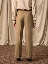 極上の柔らかさの高腰スラックス【AC毛混紡・シンプルストレート・男性用】