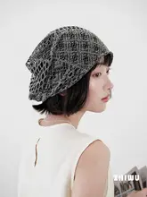 ニットキャップ レディース ルーズ 透かし編み Y2K 甘辛MIX 春夏
