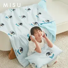 可愛いキャラクターのコットン製子供用枕カバー【全棉・幼稚園用・乳白色・40x60cm】