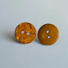 ツイード風ブラウンポリエステルボタン【光沢仕上げ・直径15mm】
